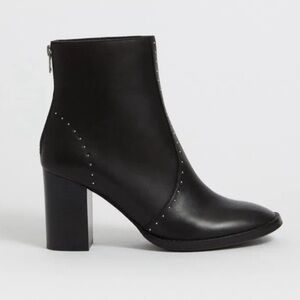 All Saints Black Leather Studded Block Heel Ankle Boots